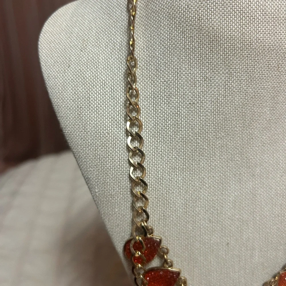 Elegant Orange Teardrop Necklace